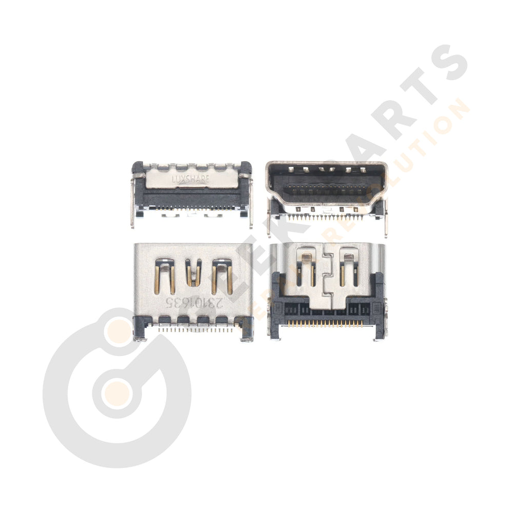 Replacement HDMI 2.1 port for PS5 motherboard showing 19 pins and reinforced metal housing